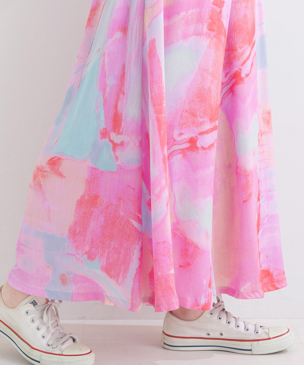 ぼかし柄フレアスカンツ