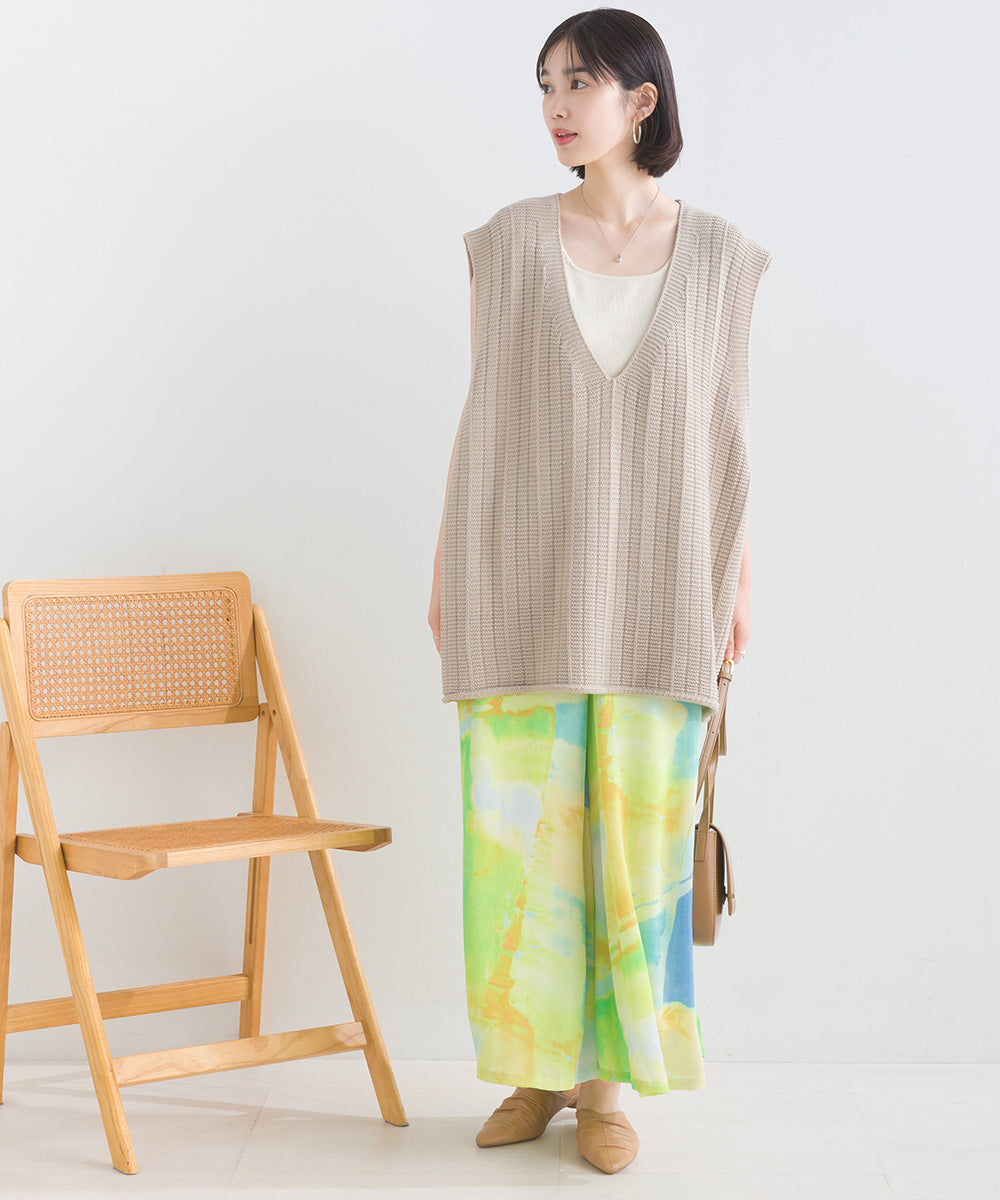 ぼかし柄フレアスカンツ