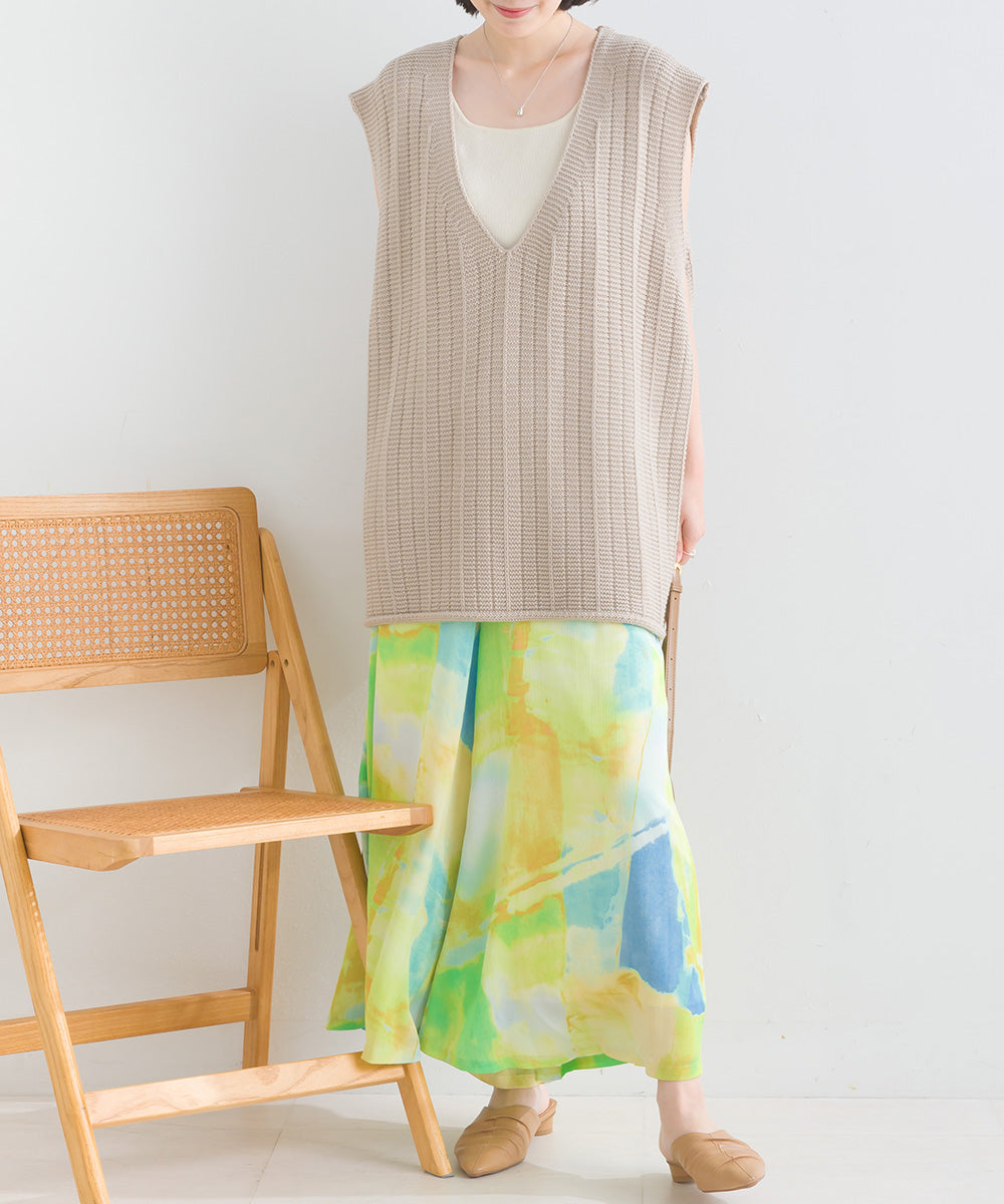 ぼかし柄フレアスカンツ