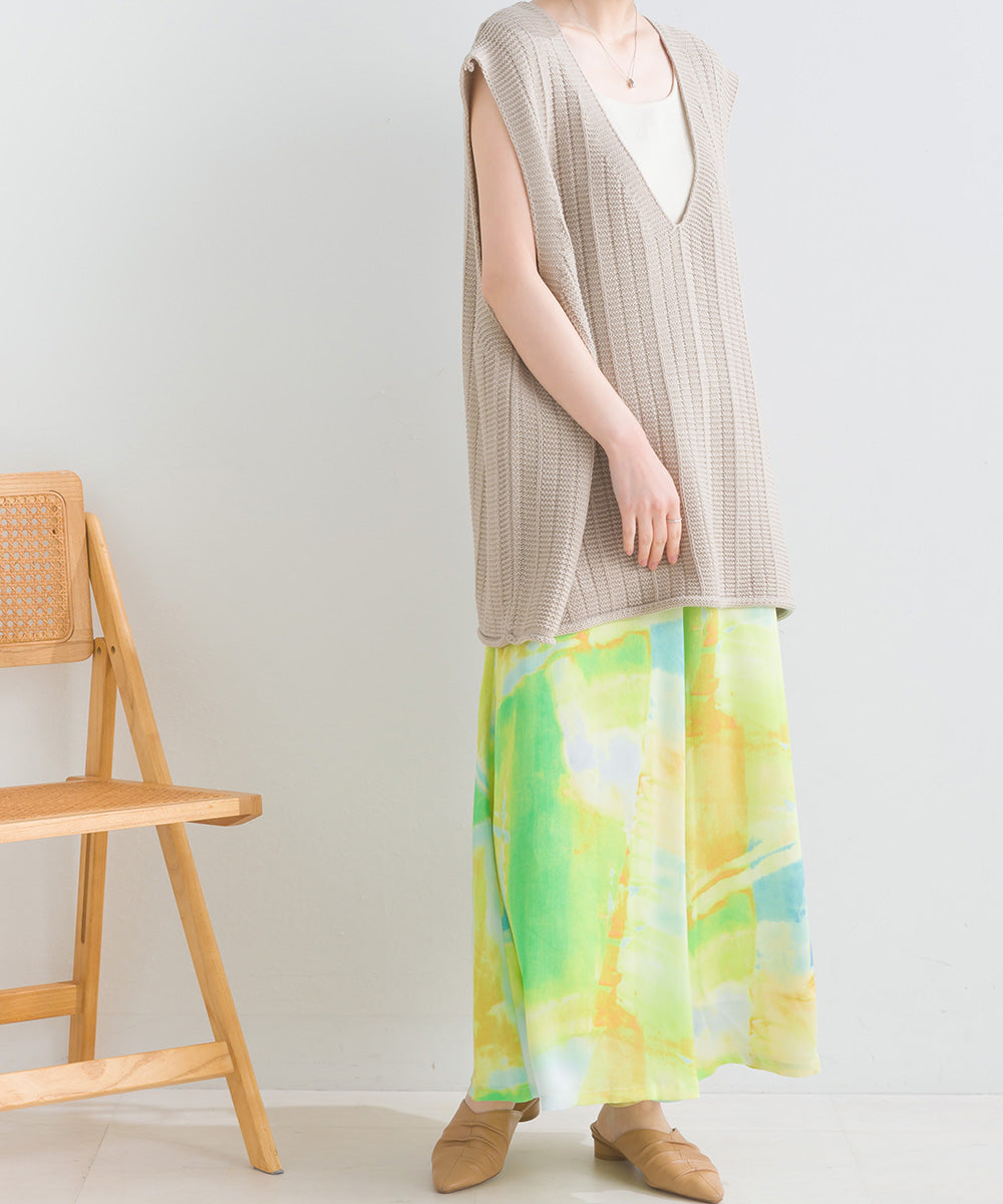 ぼかし柄フレアスカンツ