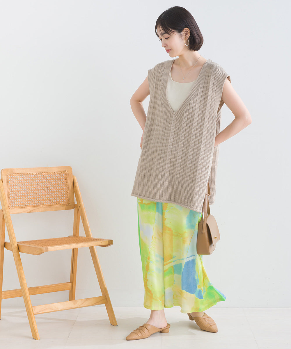 ぼかし柄フレアスカンツ