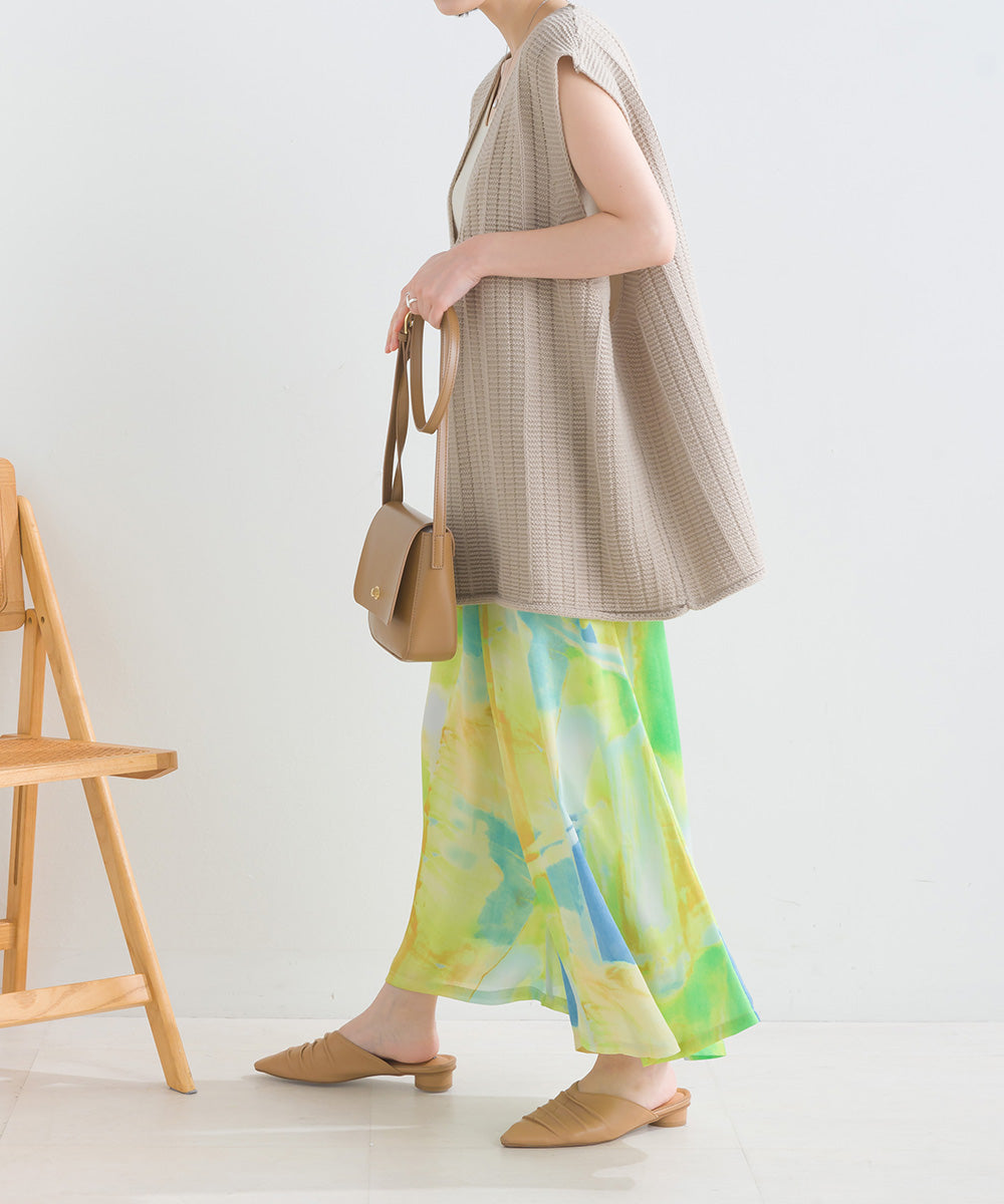 ぼかし柄フレアスカンツ