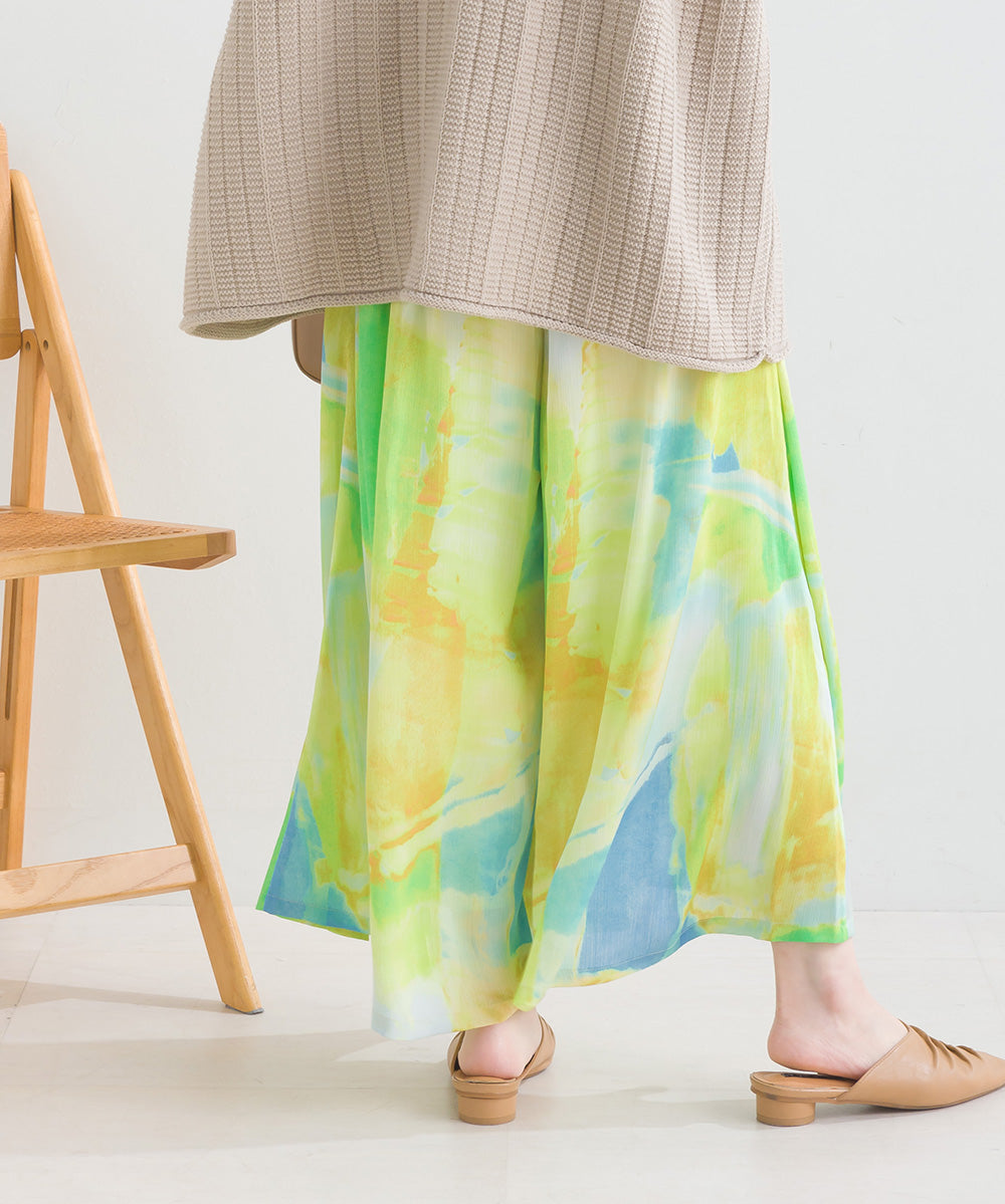 ぼかし柄フレアスカンツ