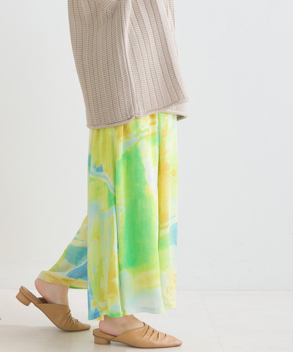 ぼかし柄フレアスカンツ