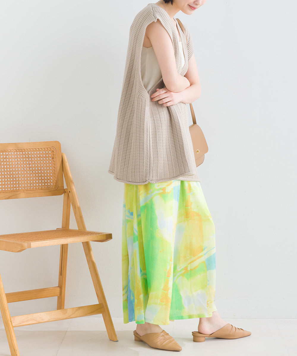 ぼかし柄フレアスカンツ