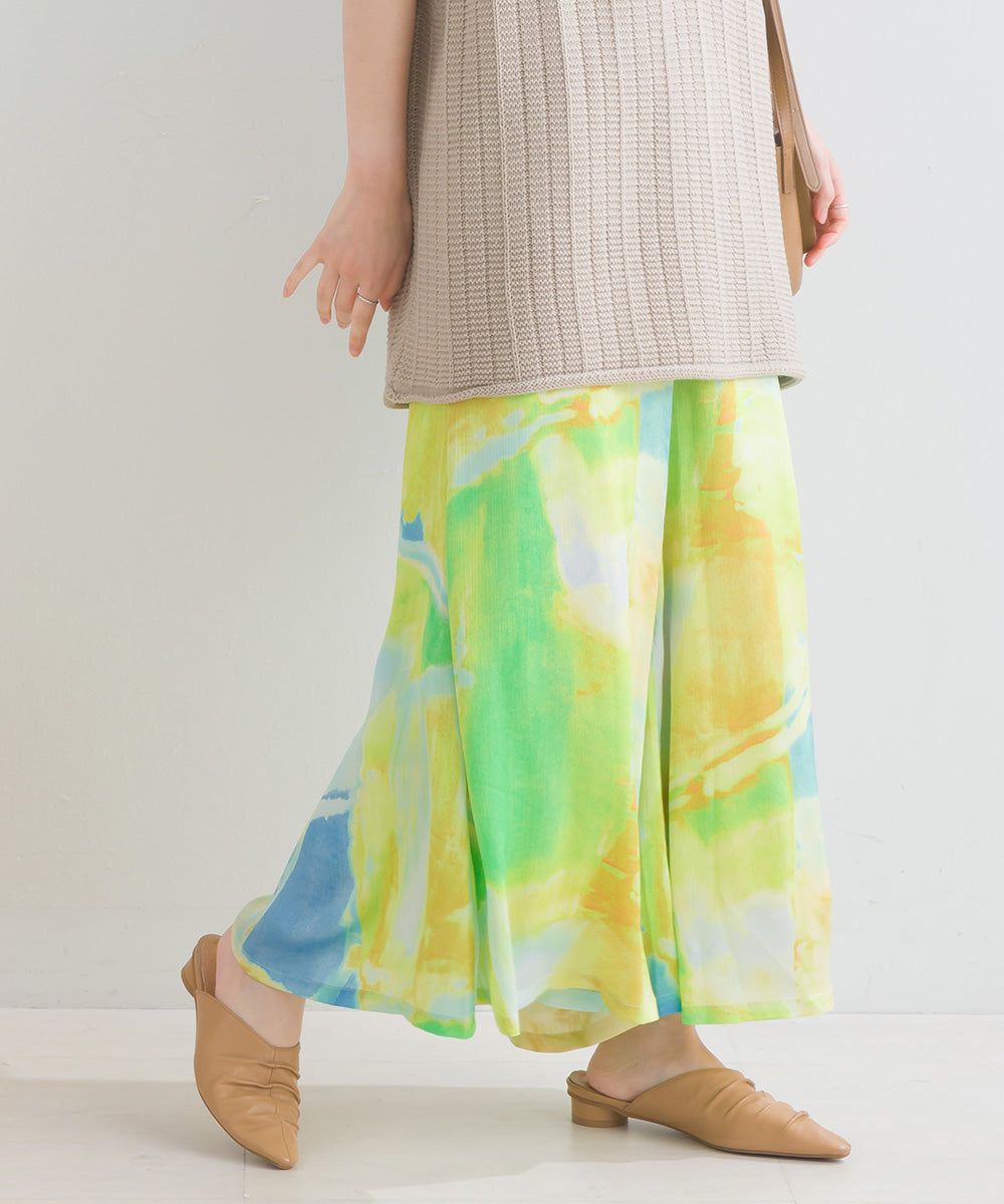 ぼかし柄フレアスカンツ