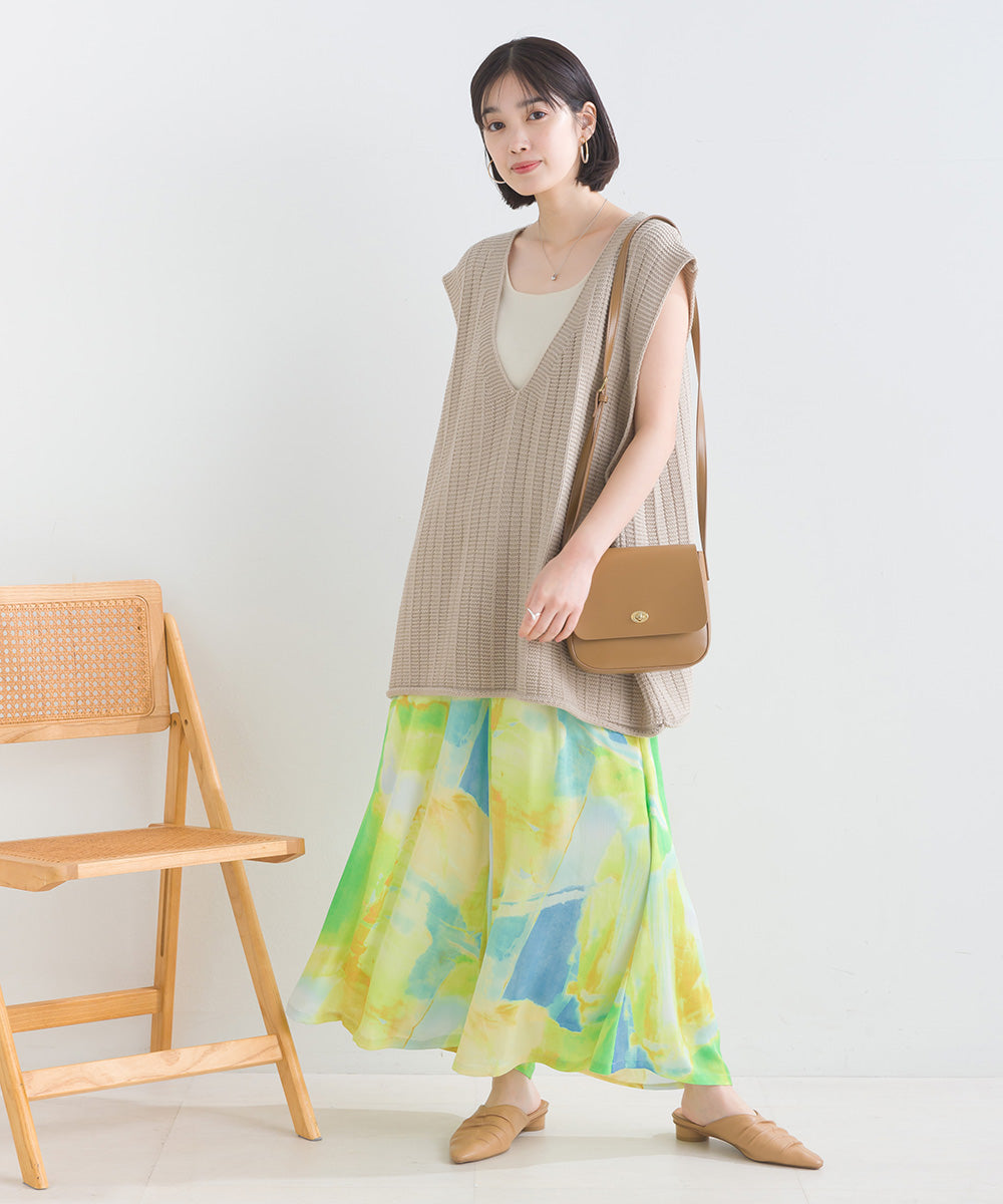 ぼかし柄フレアスカンツ