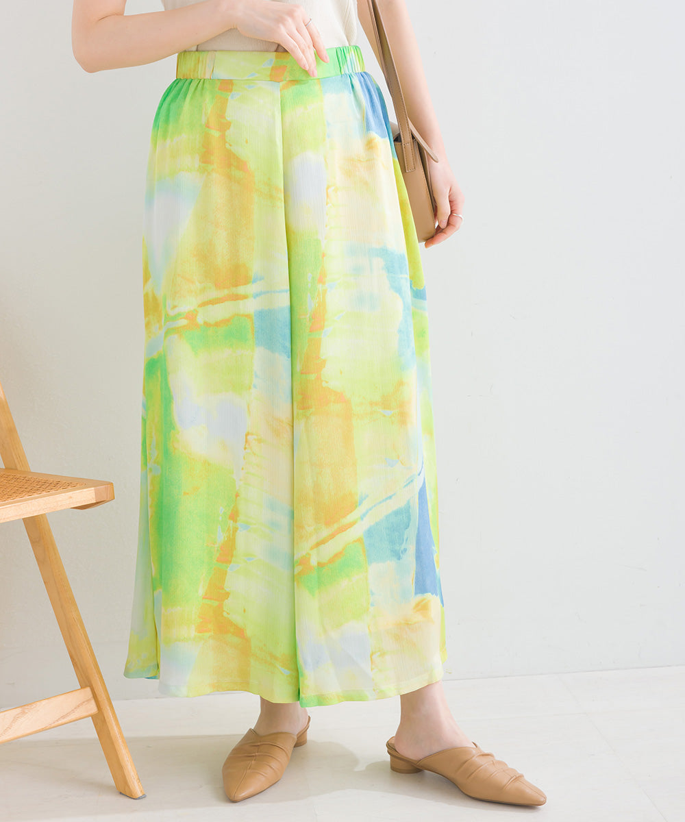 ぼかし柄フレアスカンツ