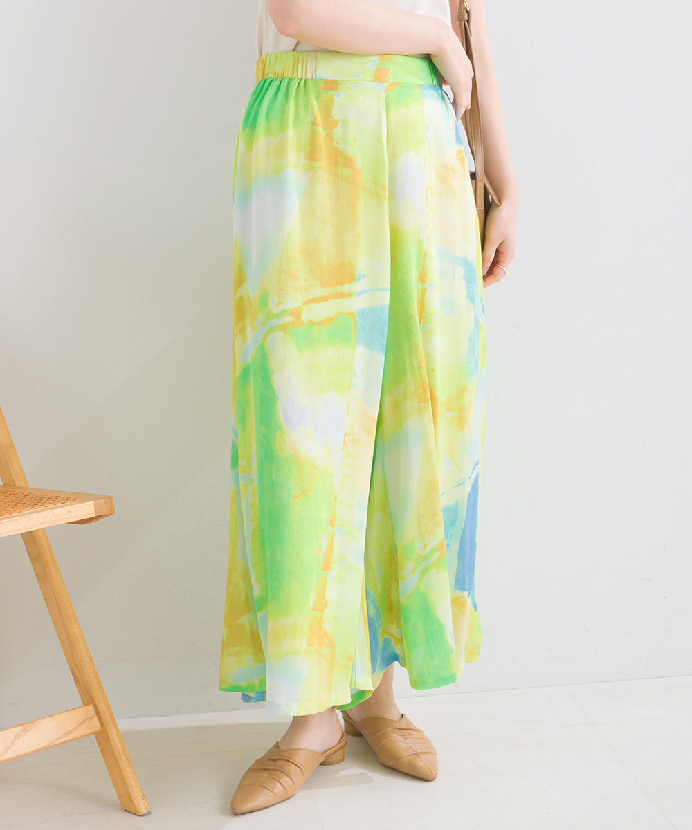 ぼかし柄フレアスカンツ