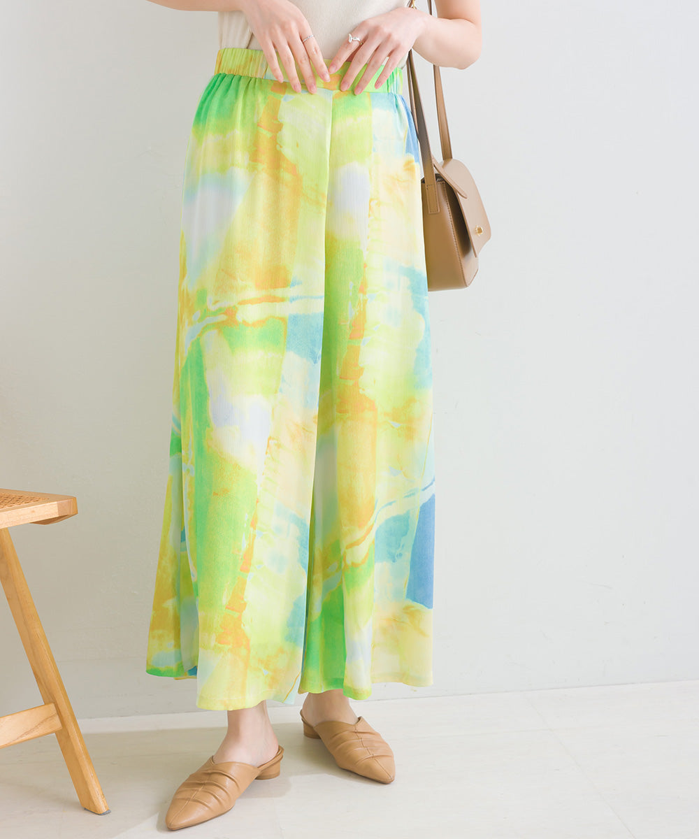 ぼかし柄フレアスカンツ