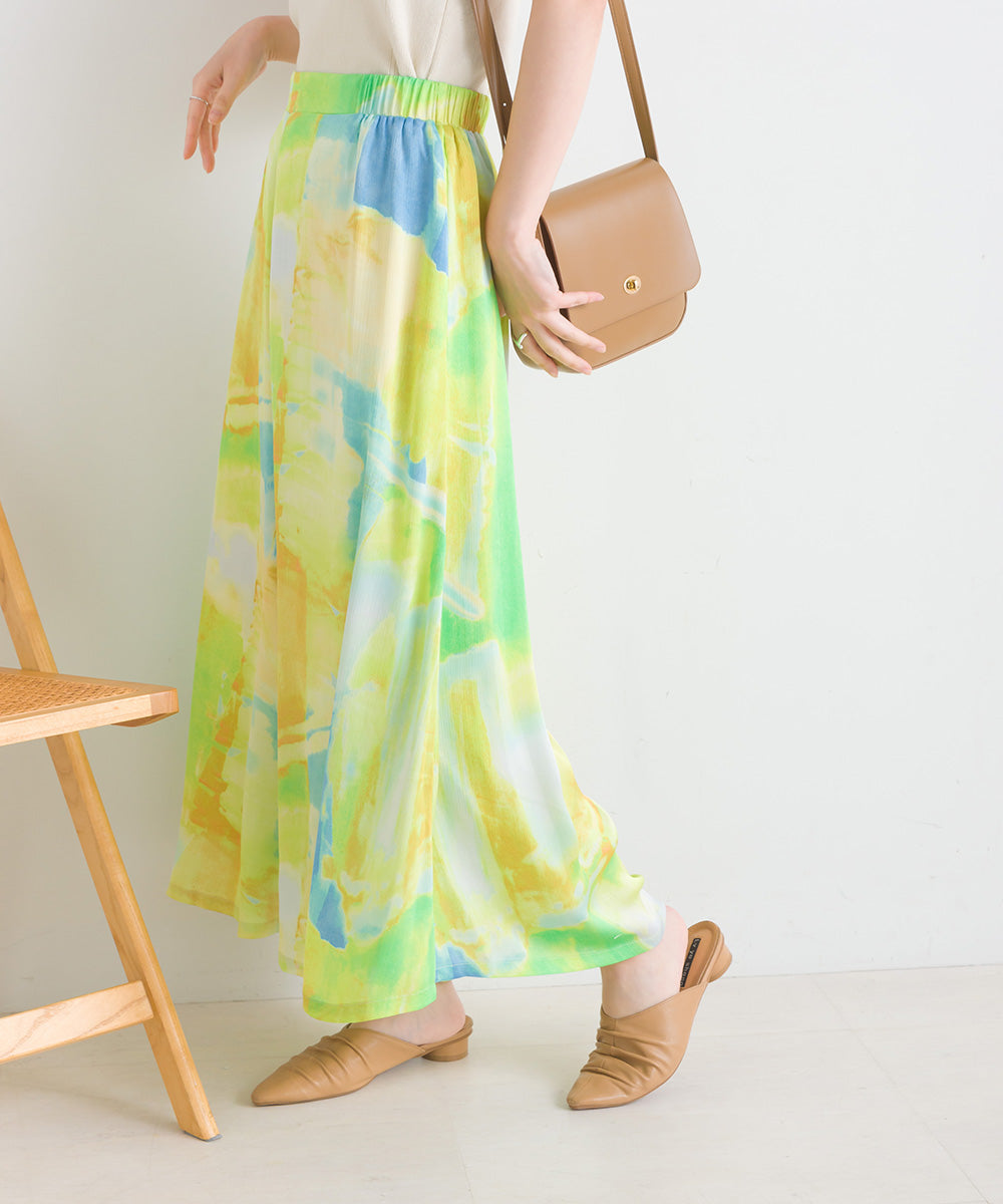 ぼかし柄フレアスカンツ