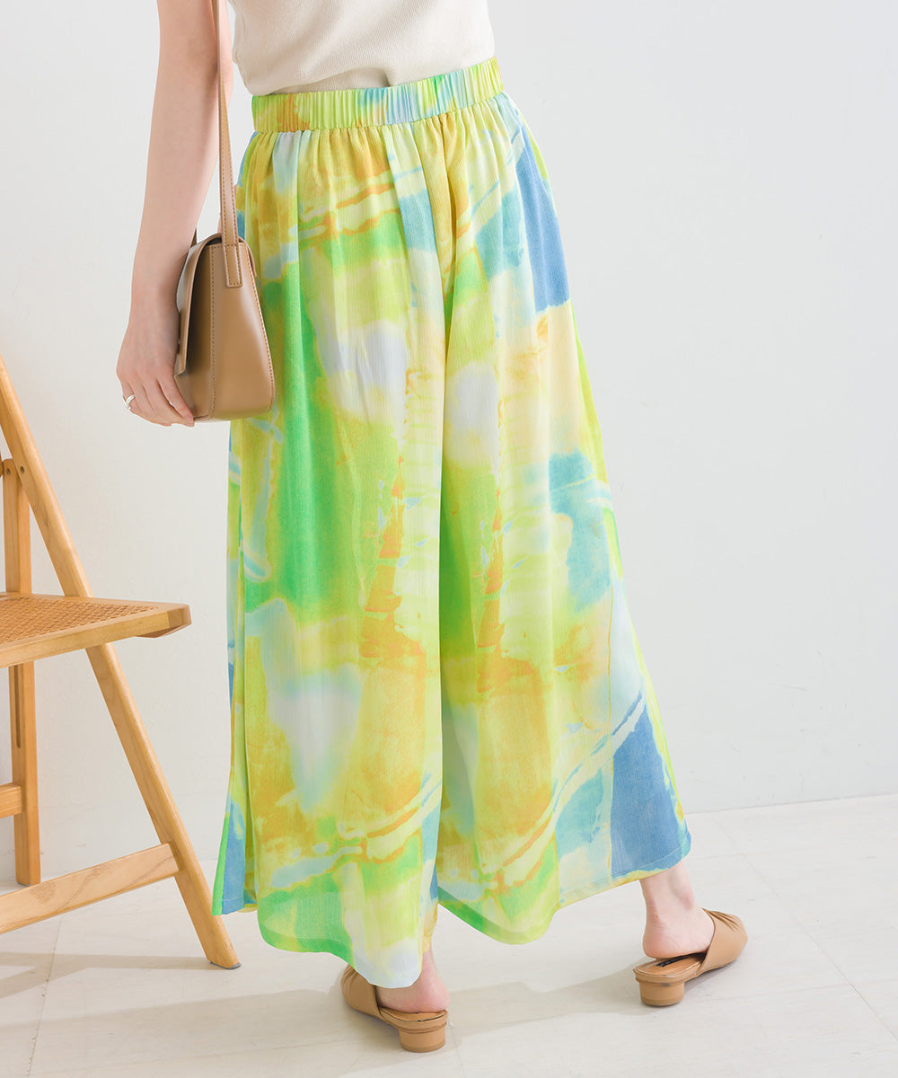 ぼかし柄フレアスカンツ