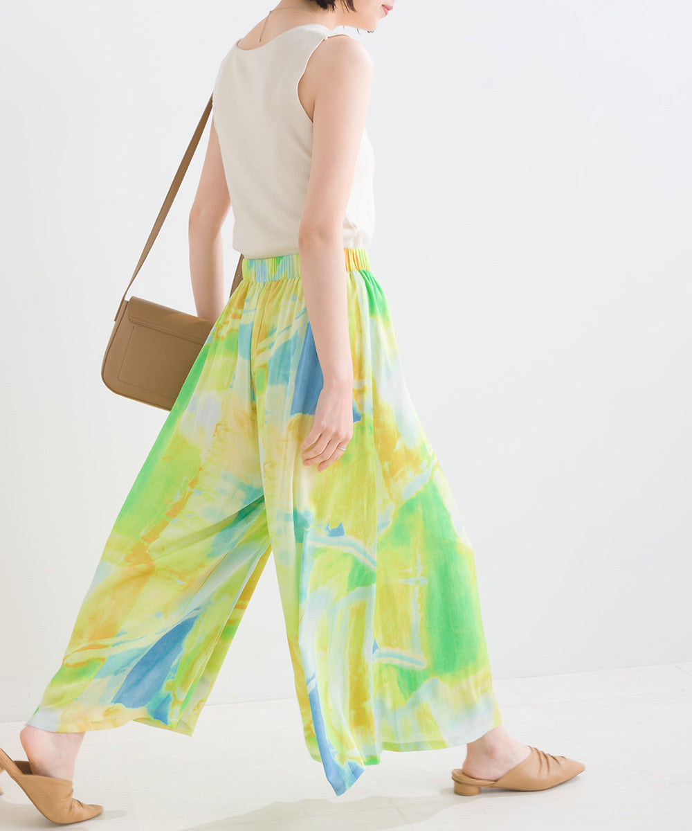 ぼかし柄フレアスカンツ