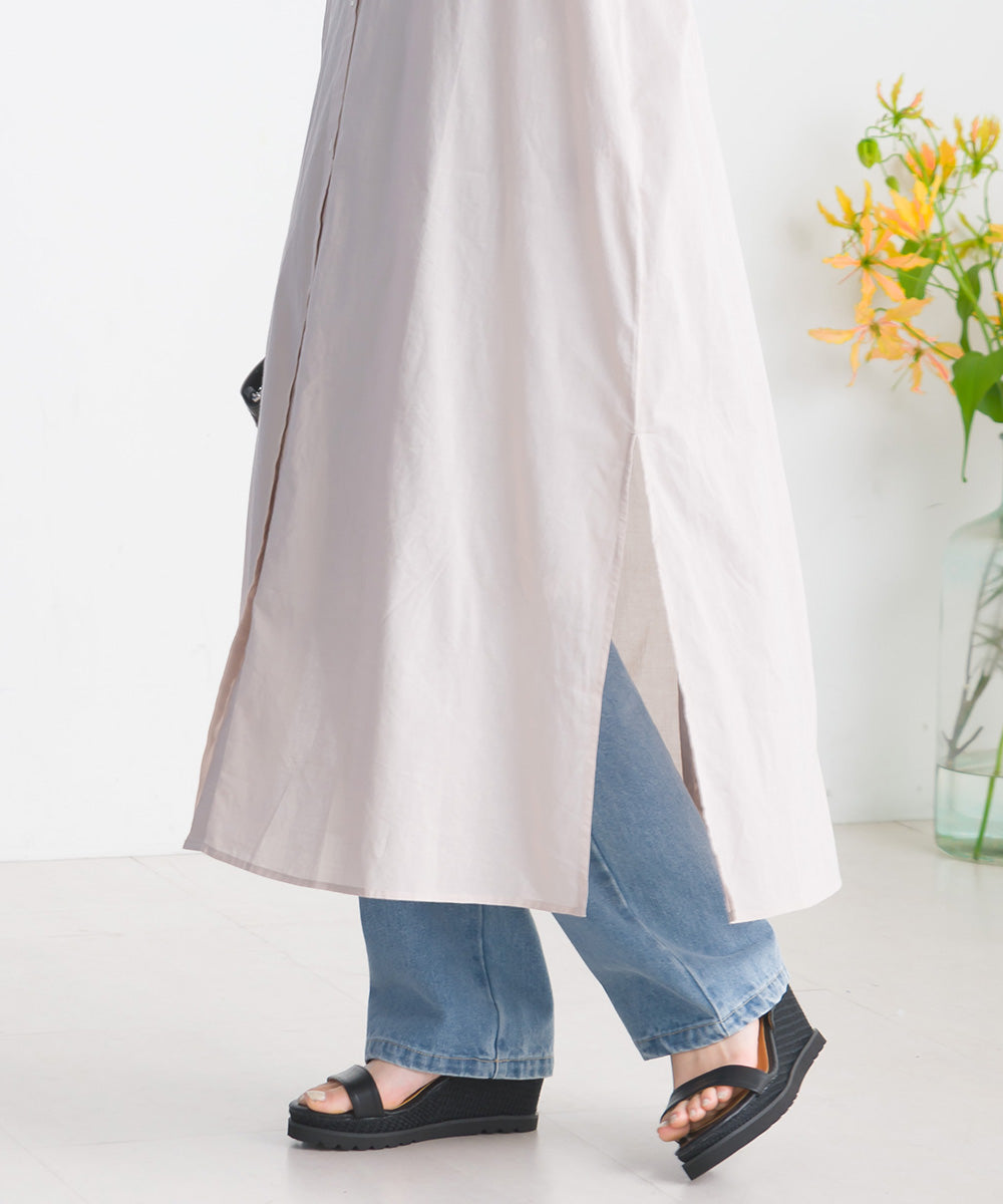 バック刺繡シャツワンピース