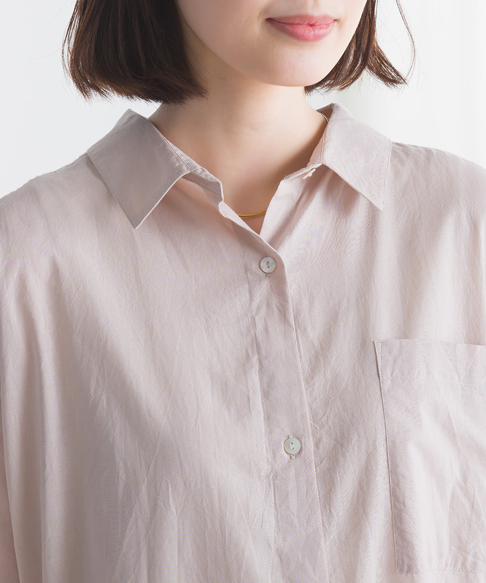 バック刺繡シャツワンピース