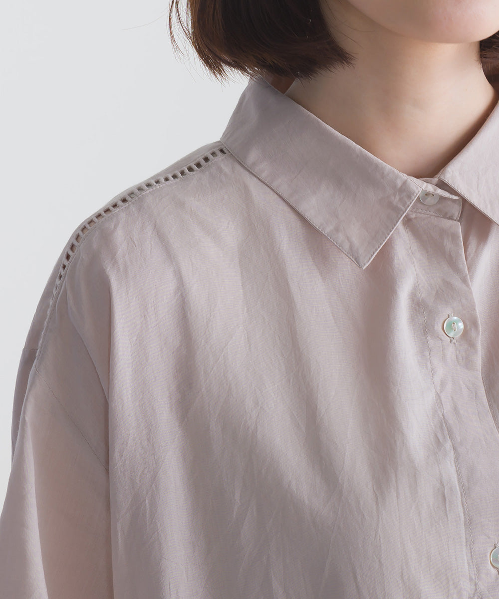 バック刺繡シャツワンピース