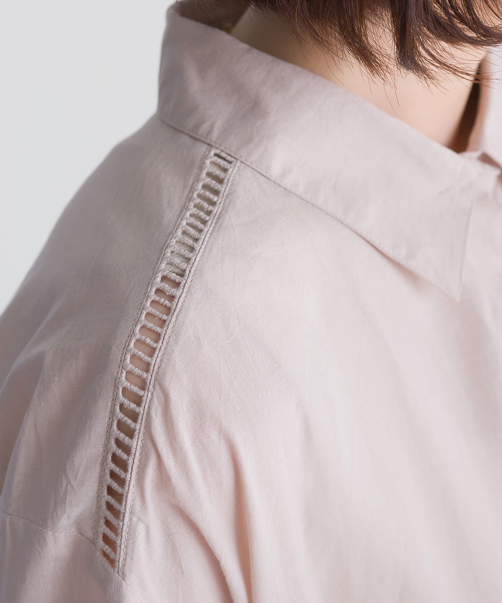 バック刺繡シャツワンピース