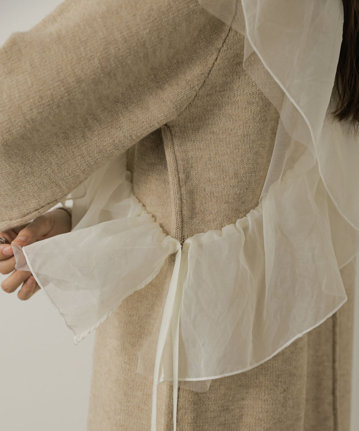 【S・Mサイズ展開】アシンメトリーフリルニットワンピース