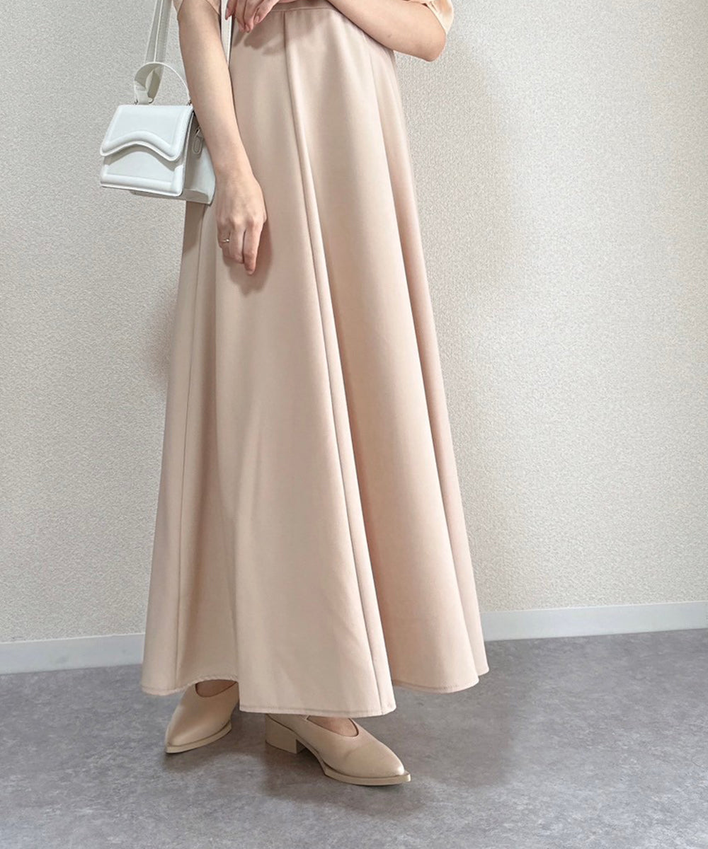 【オケージョンドレス/結婚式/2サイズ展開/SET ITEM/インナー付き/裏地付き】シャギー切替フレアーラインワンピース