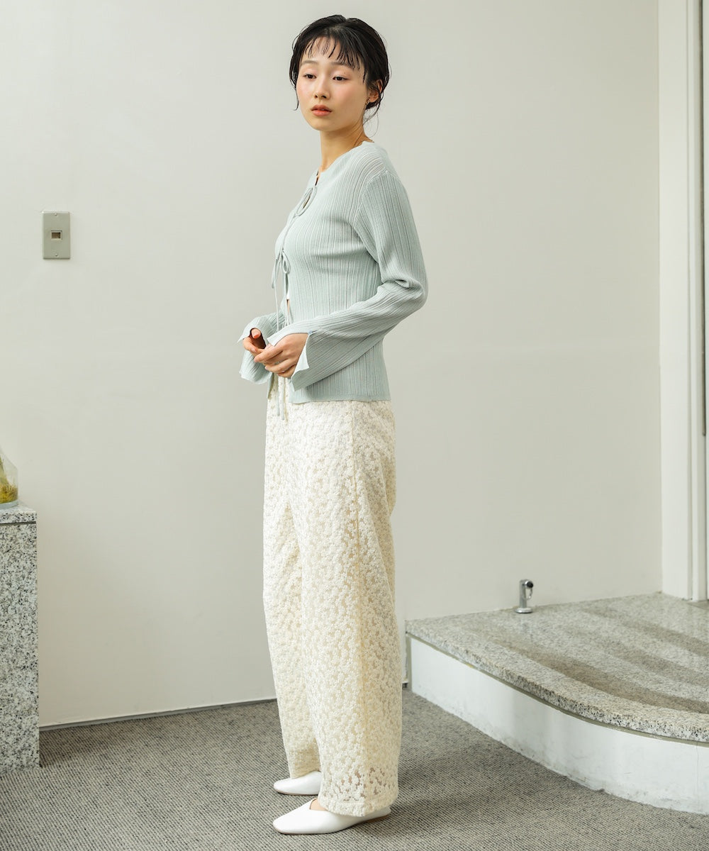 前後2WAYリボン付ニットカーディガン