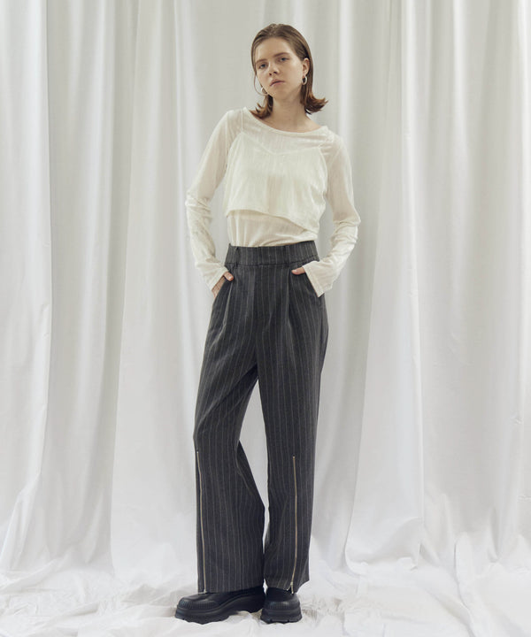 STRIPED ZIP SLIT PANTS(ストライプZIPスリットパンツ)