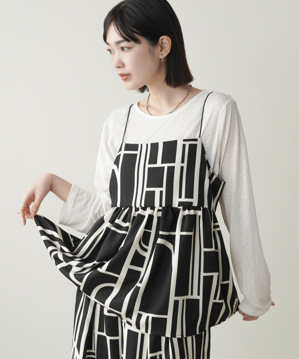 ブッチャー幾何学柄キャミソール