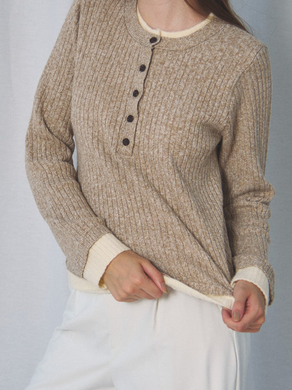 MIX KNIT HENRY NECK PO(ミックスニットヘンリーネックプルオーバー)