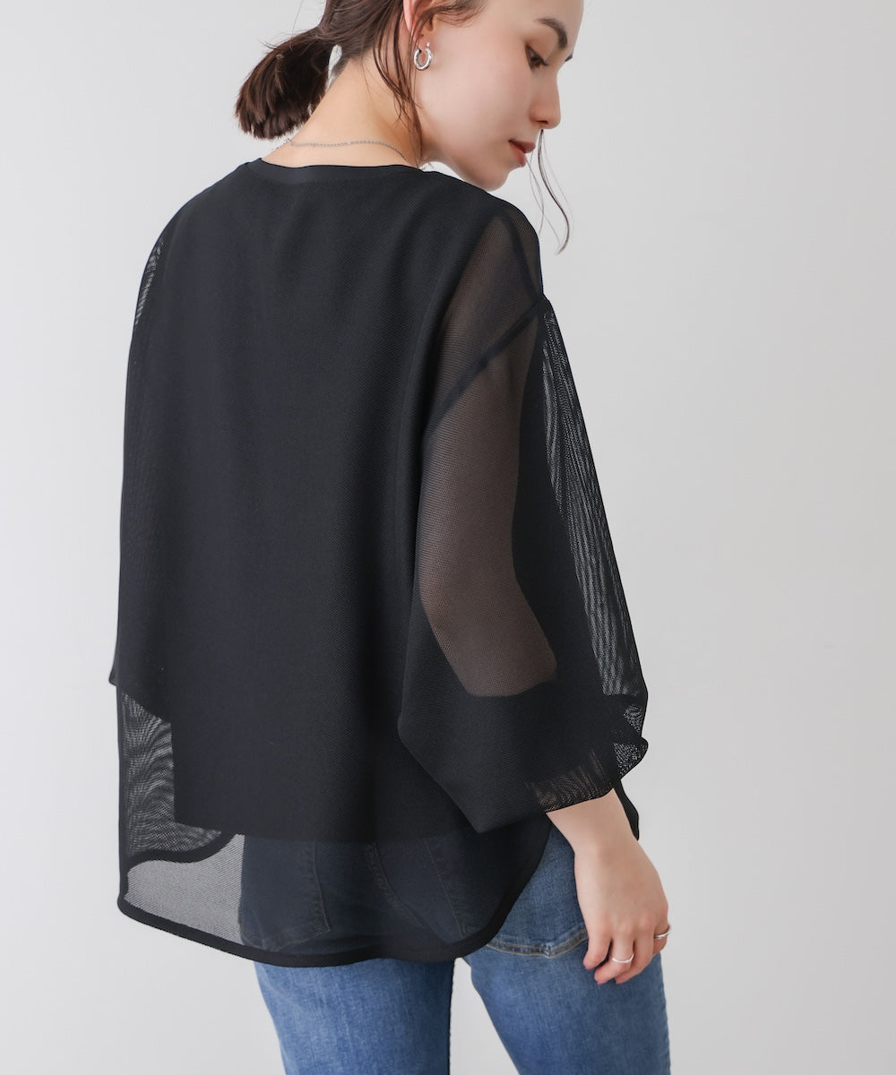 メッシュシアーレイヤードプルオーバー