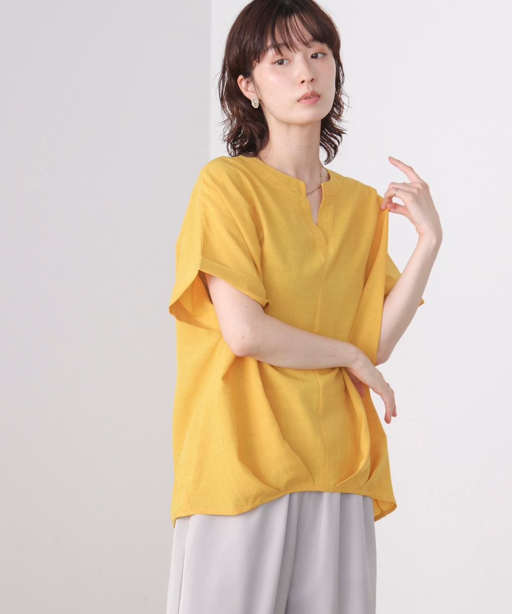 麻ライクキーネックプルオーバー