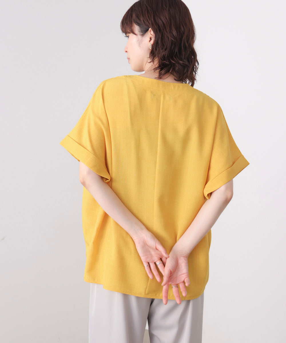 麻ライクキーネックプルオーバー
