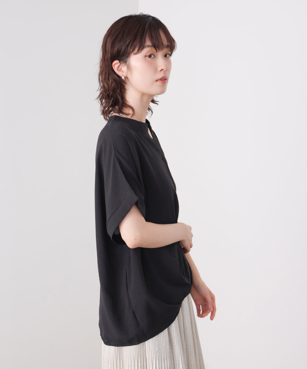 麻ライクキーネックプルオーバー