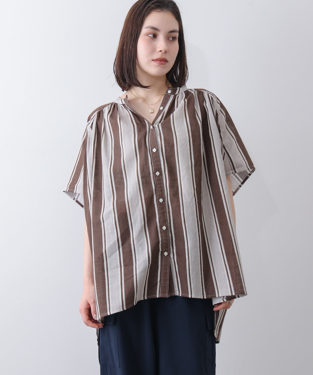 コットンストライプブラウス