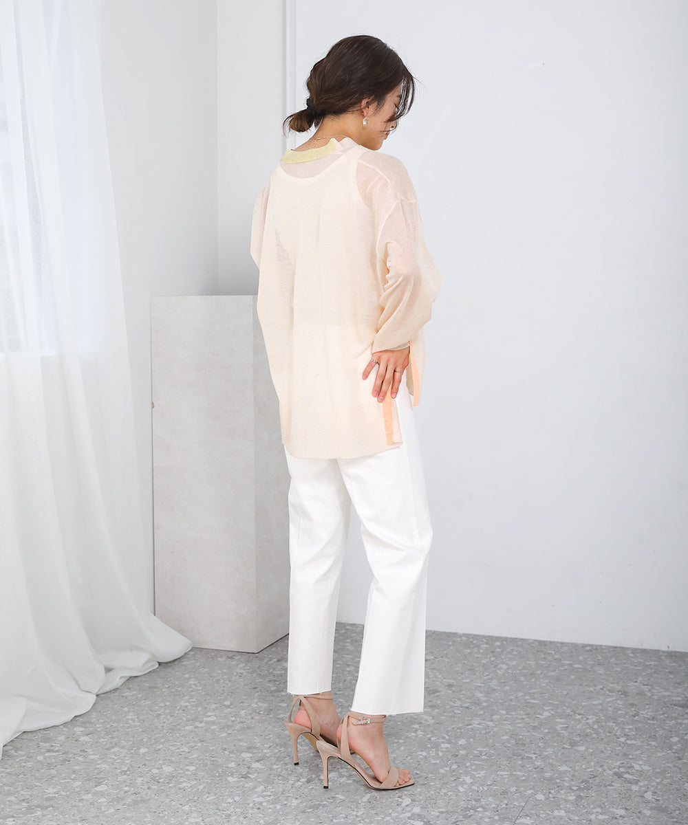 BouJeloud 配色シアーカーディガン
