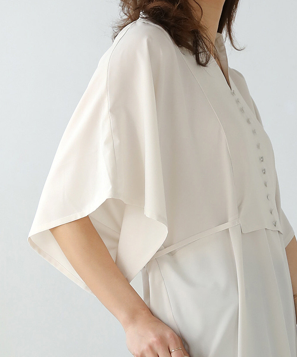 BouJeloud シルキーストレッチカフタンシャツワンピース