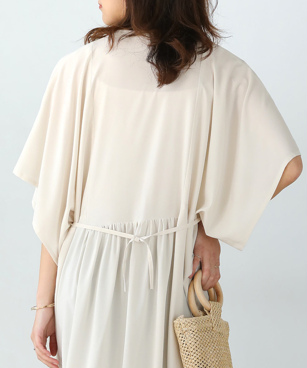 BouJeloud シルキーストレッチカフタンシャツワンピース