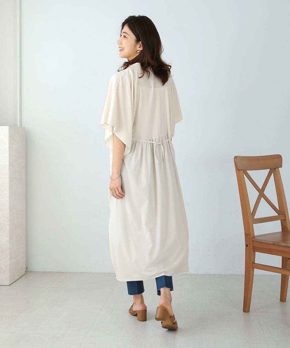 BouJeloud シルキーストレッチカフタンシャツワンピース