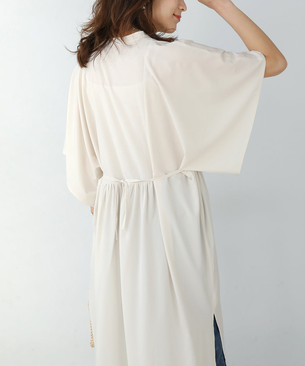 BouJeloud シルキーストレッチカフタンシャツワンピース