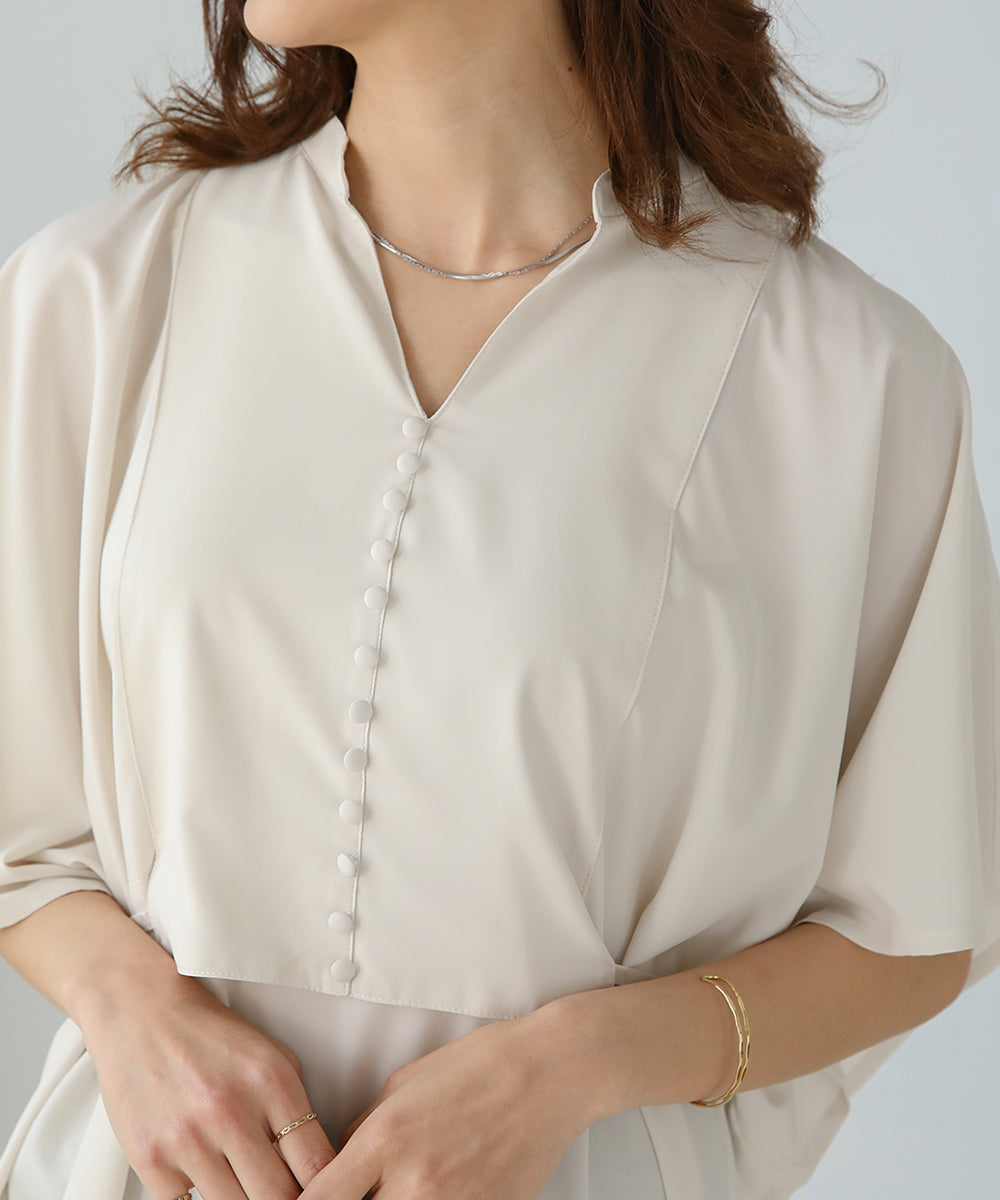 BouJeloud シルキーストレッチカフタンシャツワンピース