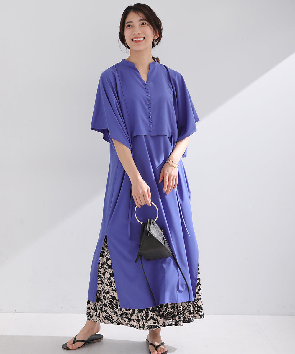BouJeloud シルキーストレッチカフタンシャツワンピース