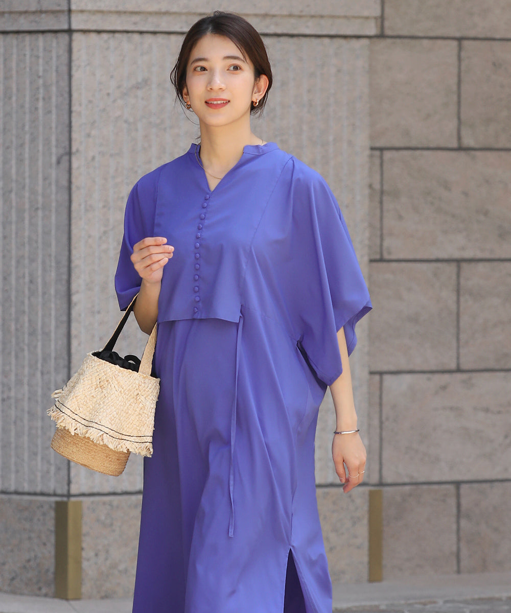 BouJeloud シルキーストレッチカフタンシャツワンピース