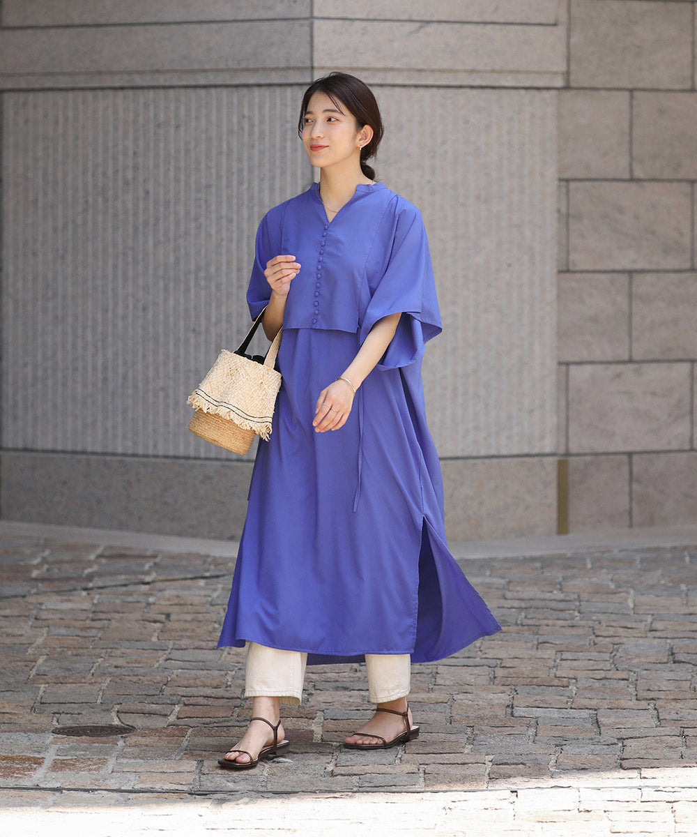 BouJeloud シルキーストレッチカフタンシャツワンピース
