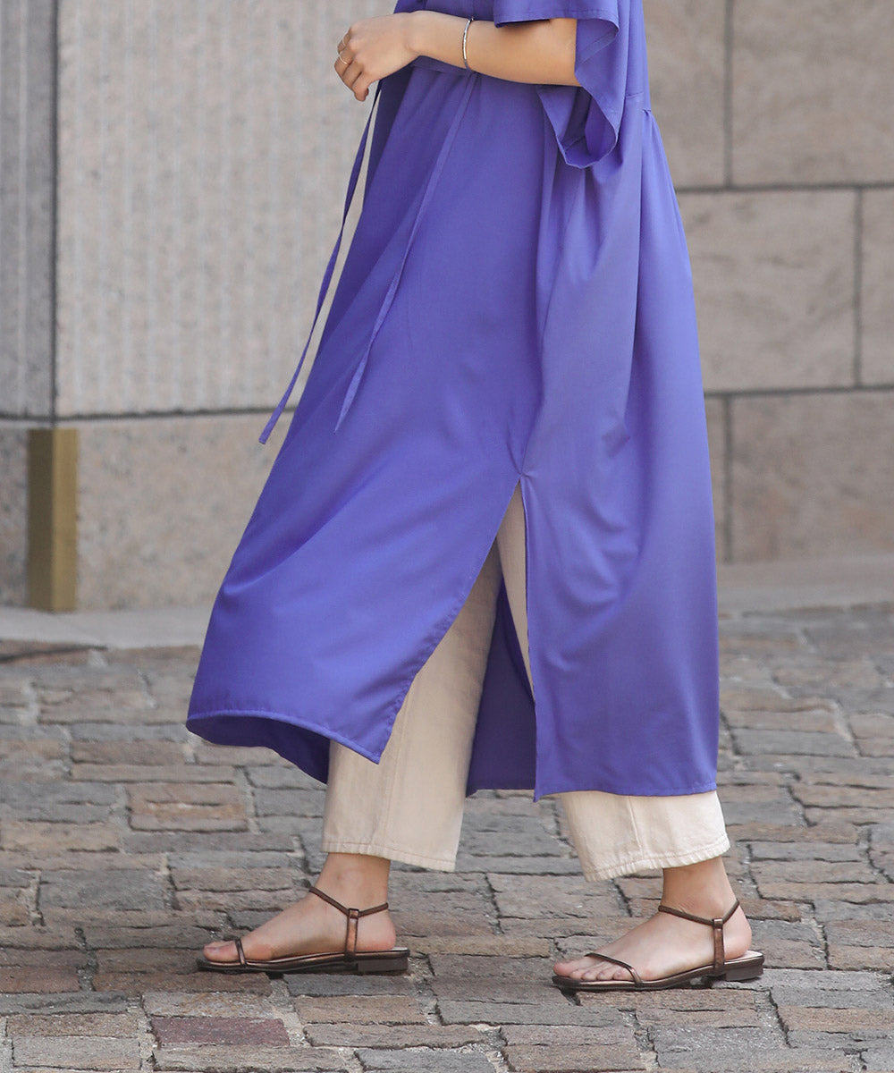 BouJeloud シルキーストレッチカフタンシャツワンピース
