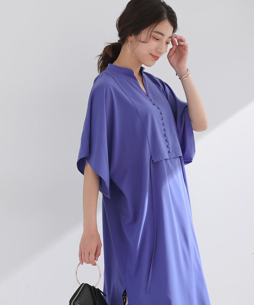 BouJeloud シルキーストレッチカフタンシャツワンピース