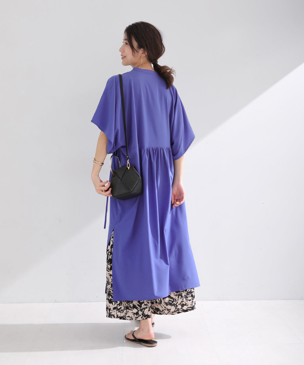 BouJeloud シルキーストレッチカフタンシャツワンピース