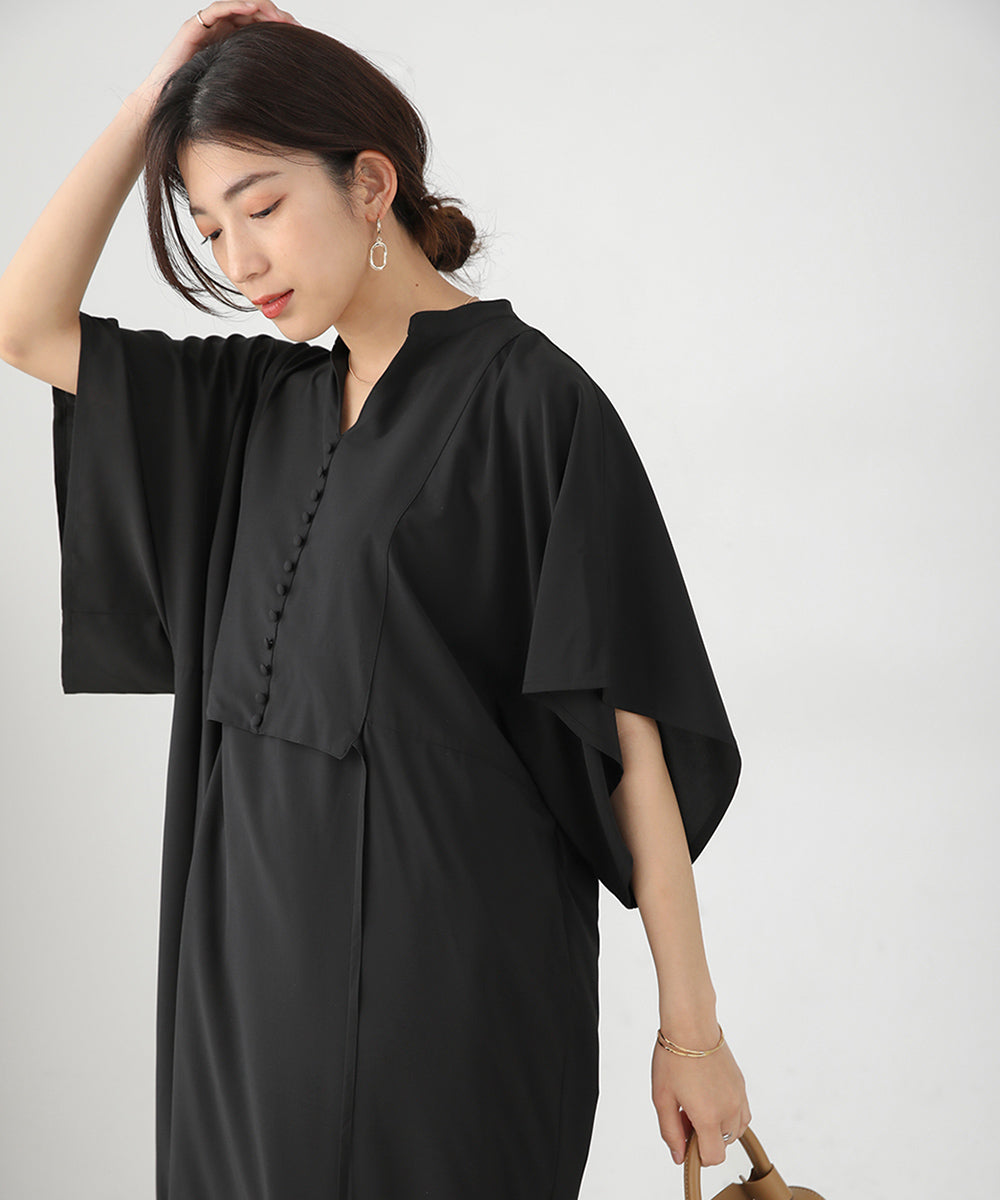 BouJeloud シルキーストレッチカフタンシャツワンピース