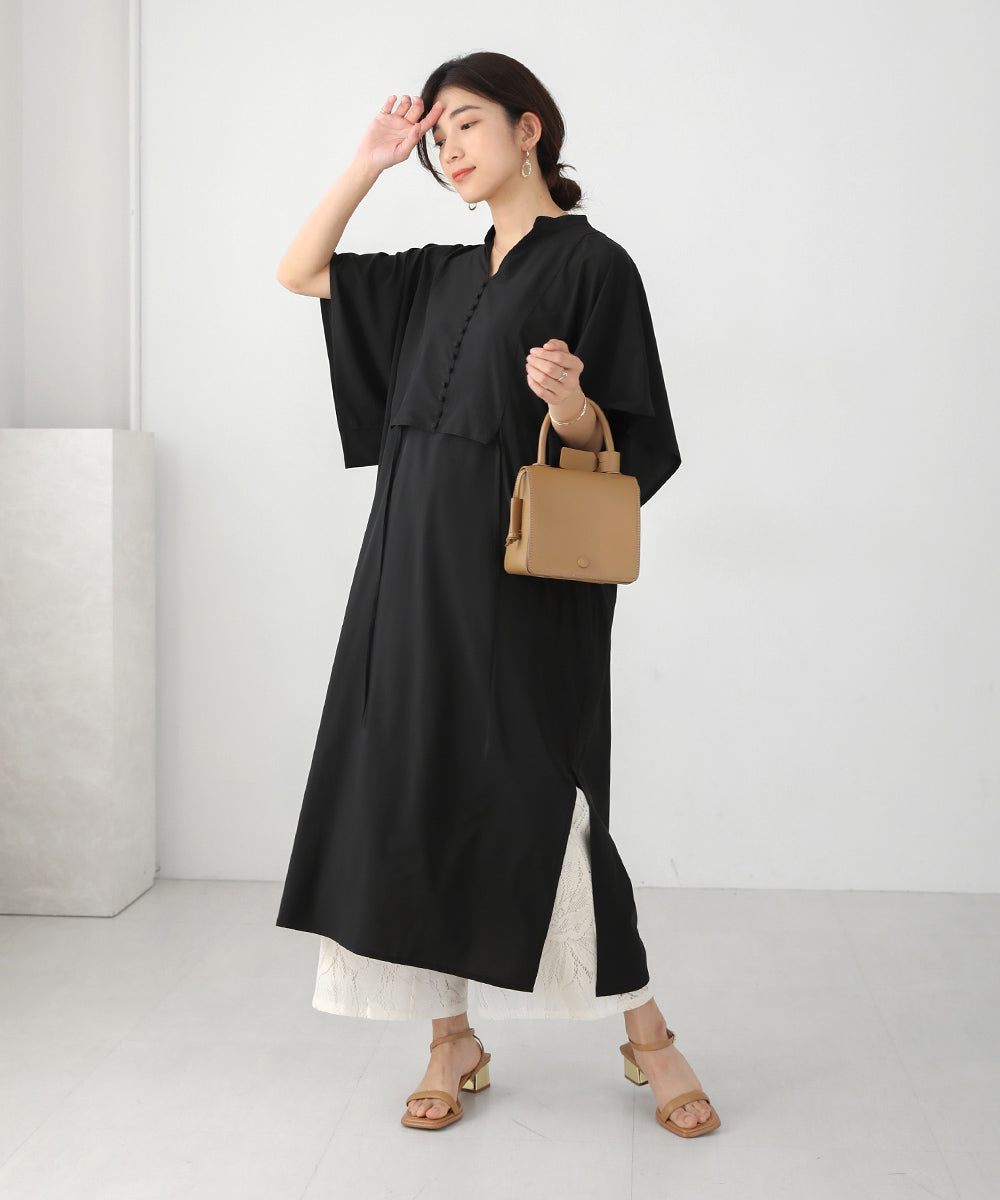 BouJeloud シルキーストレッチカフタンシャツワンピース