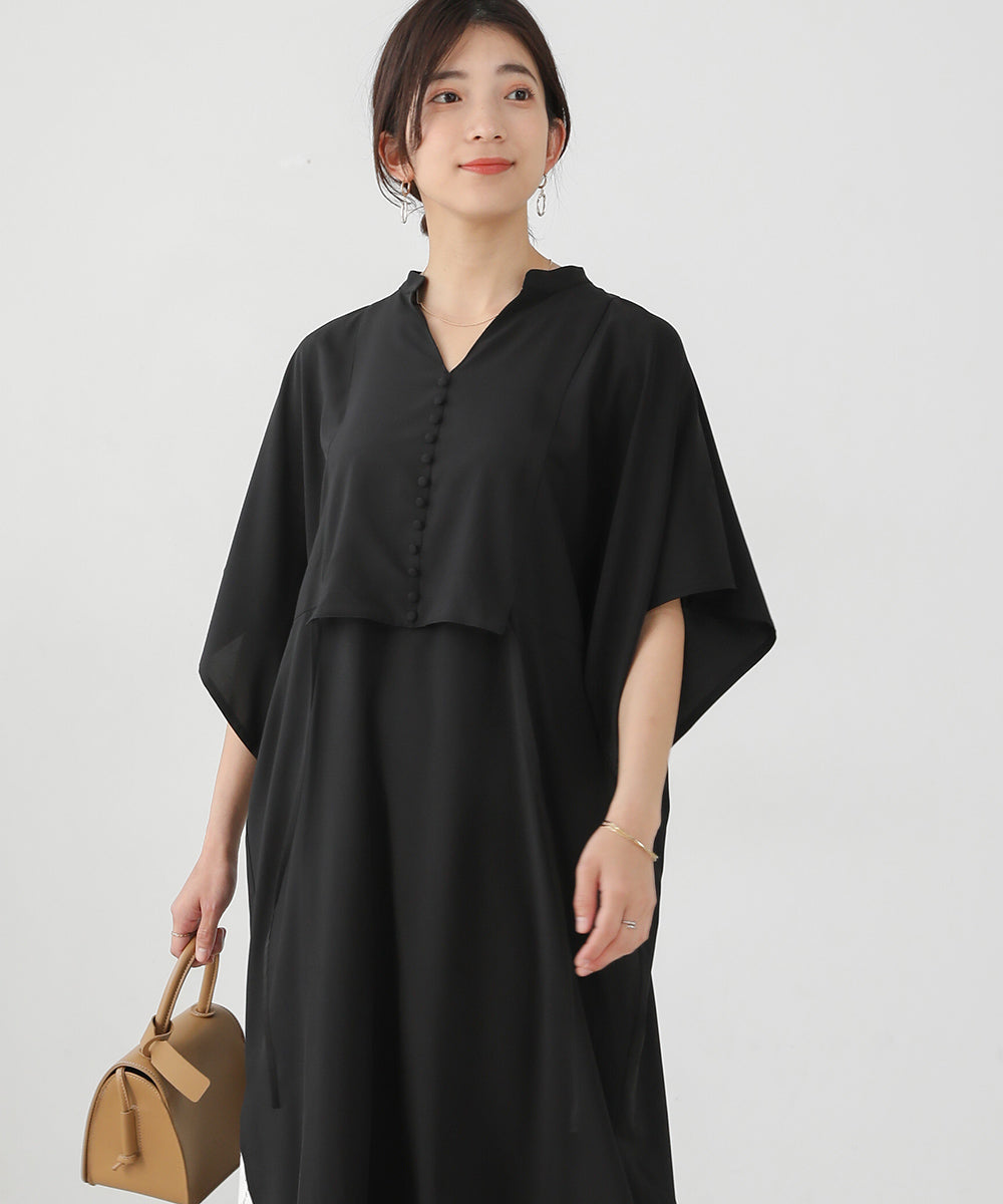 BouJeloud シルキーストレッチカフタンシャツワンピース