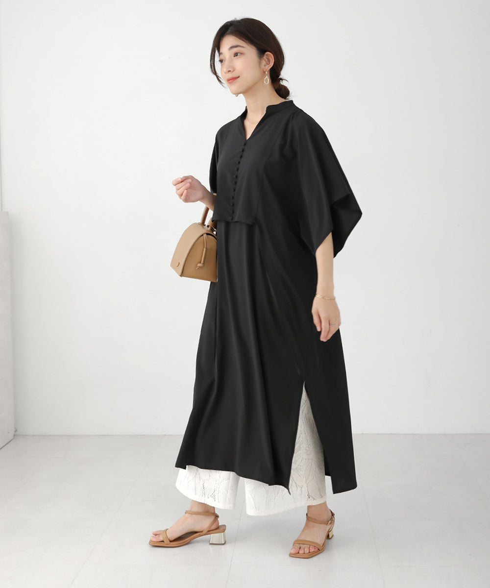 BouJeloud シルキーストレッチカフタンシャツワンピース