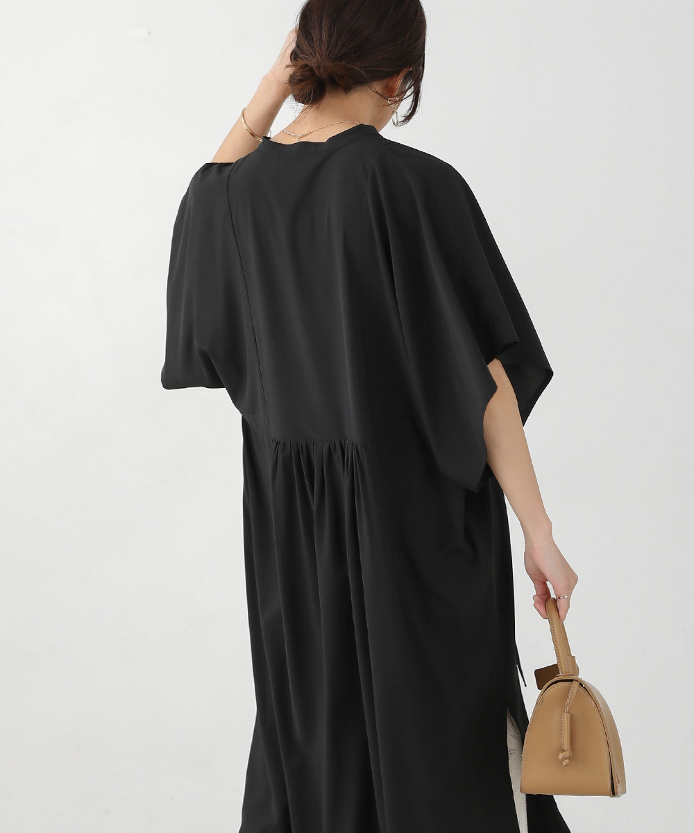 BouJeloud シルキーストレッチカフタンシャツワンピース