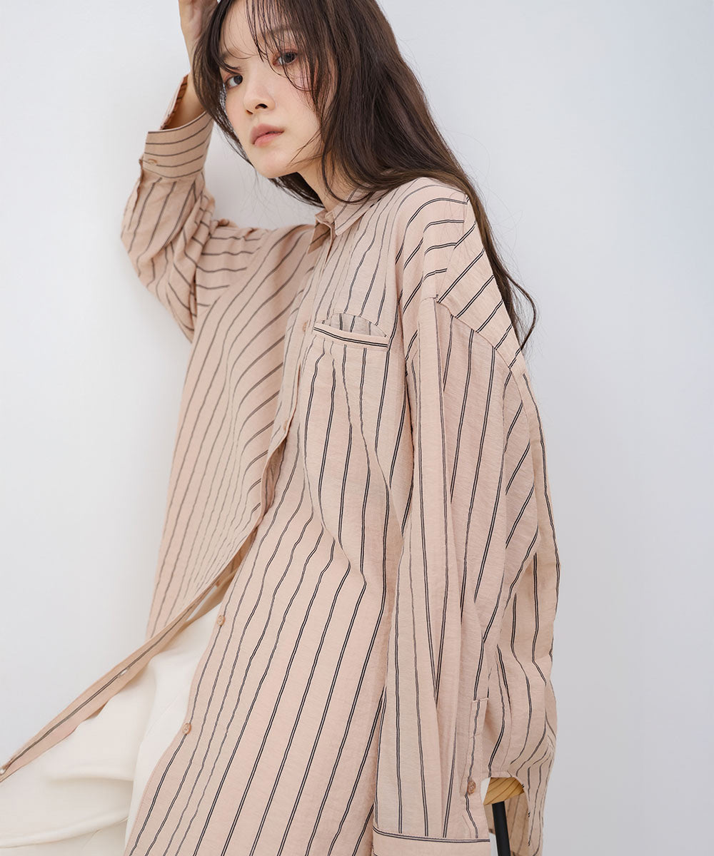 シアーストライプシャツ